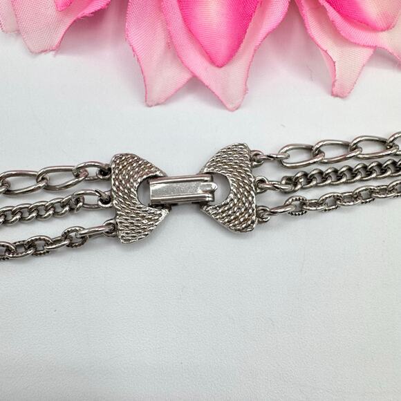 Vintage Ornate Filigree Floral Pendant Multistrand Necklace 60s 70s Statement - Picture 6 of 11